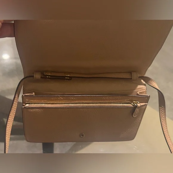 Coach Pebbled Leather Crossbody Wallet - Light Brown - Picture 2 of 2